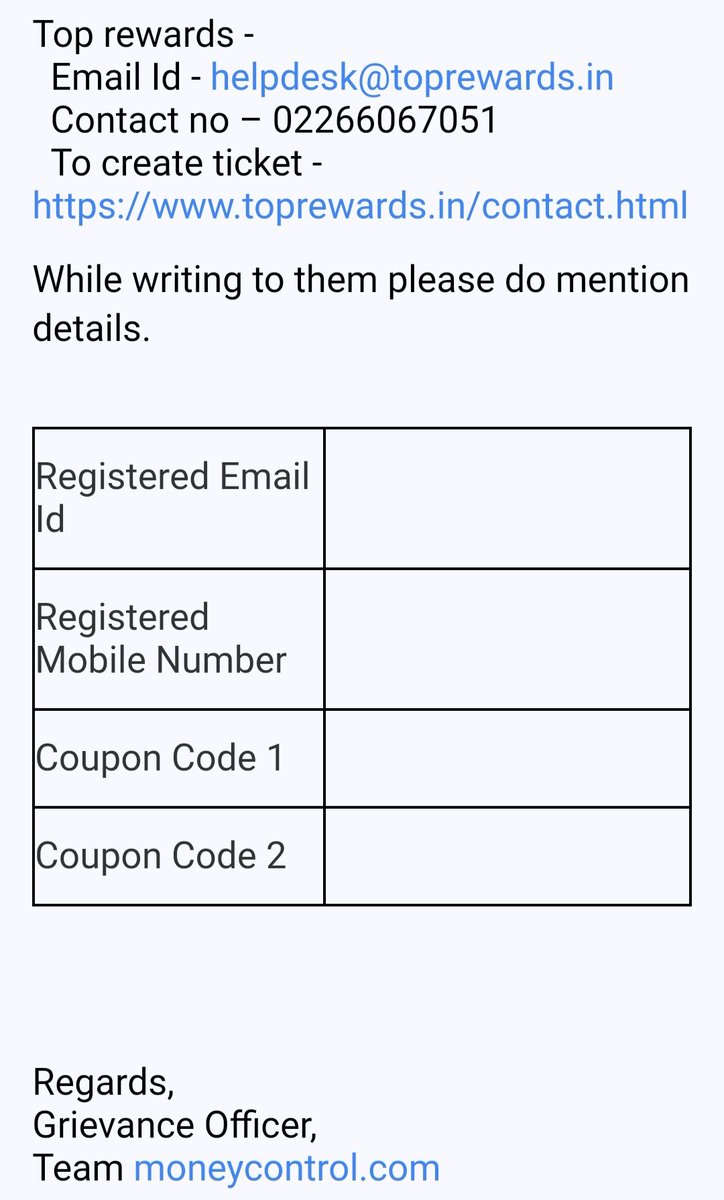 Moneycontrol Pro Cashback Scam 😕 👉Even after completing all steps, NO cashback credited since long 😬 👉Emailed MC & got reply to connect with 'TOP Rewards' their Cashback handling agency 👉Sent email to 'TOP Rewards' on 22nd Mar'24: No reply so far 👉Almost forgot this issue…