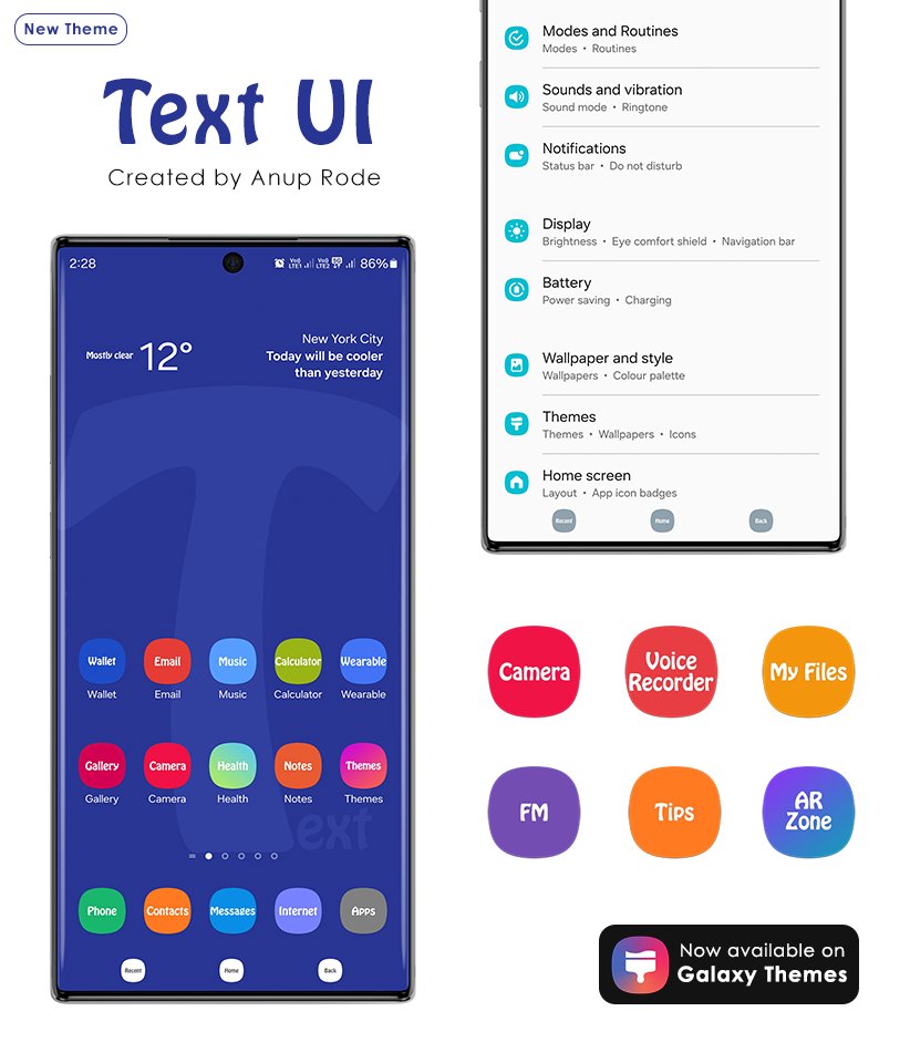 𝗧𝗲𝘅𝘁 𝗨𝗜 Theme available now 

𝗧𝗵𝗲𝗺𝗲:galaxy.store/txut 

#Samsung #SamsungGalaxy #SamsungMobile #Design #Designer  #AndroidUI #Themes #UI #AndroidTheme #SamsungTheme #SamsungThemes #GalaxyTheme #GalaxyThemes #ThemeStore #SamsungThemeStore #GalaxyZFlip3 #GalaxyS24