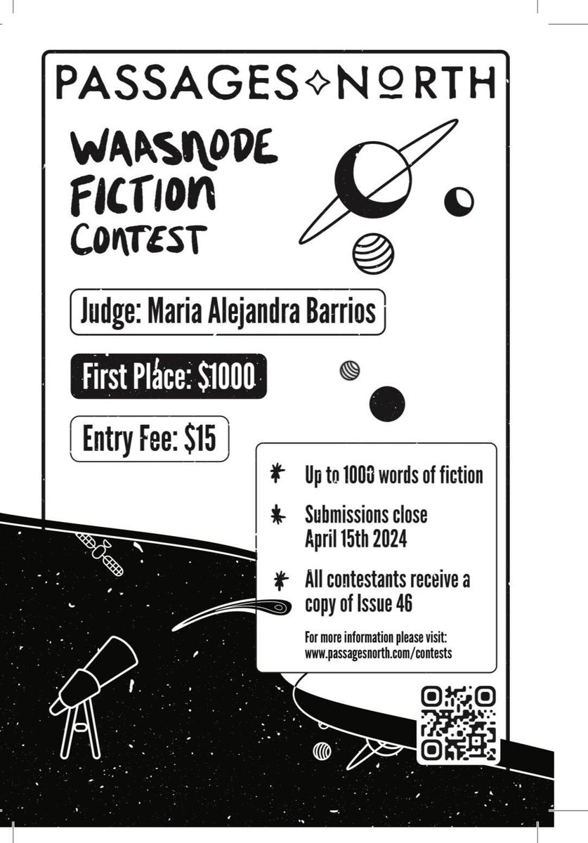 📢🚨Calling all procrastinators! You have a little less than a week to get your Waasnode Fiction Prize submissions in! Judge @MariaaleBave wants to read your work!!