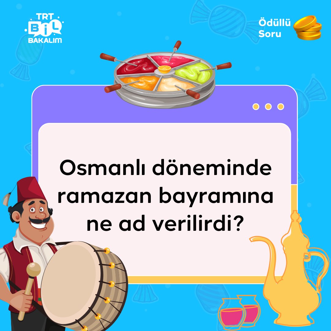 Duyduk duymadık demeyin! Bayram boyunca TRT Bil Bakalım'da yalnızca ödüllü sorular paylaşacağız! 🤩 Doğru cevabı veren ilk 10 kişiden biri olursan 5000 altınlık ödülün sahibi olabilirsin! 🔔 Türkiye’nin ücretsiz ve reklamsız bilgi yarışması TRT Bil Bakalım seni bekliyor! 🇹🇷