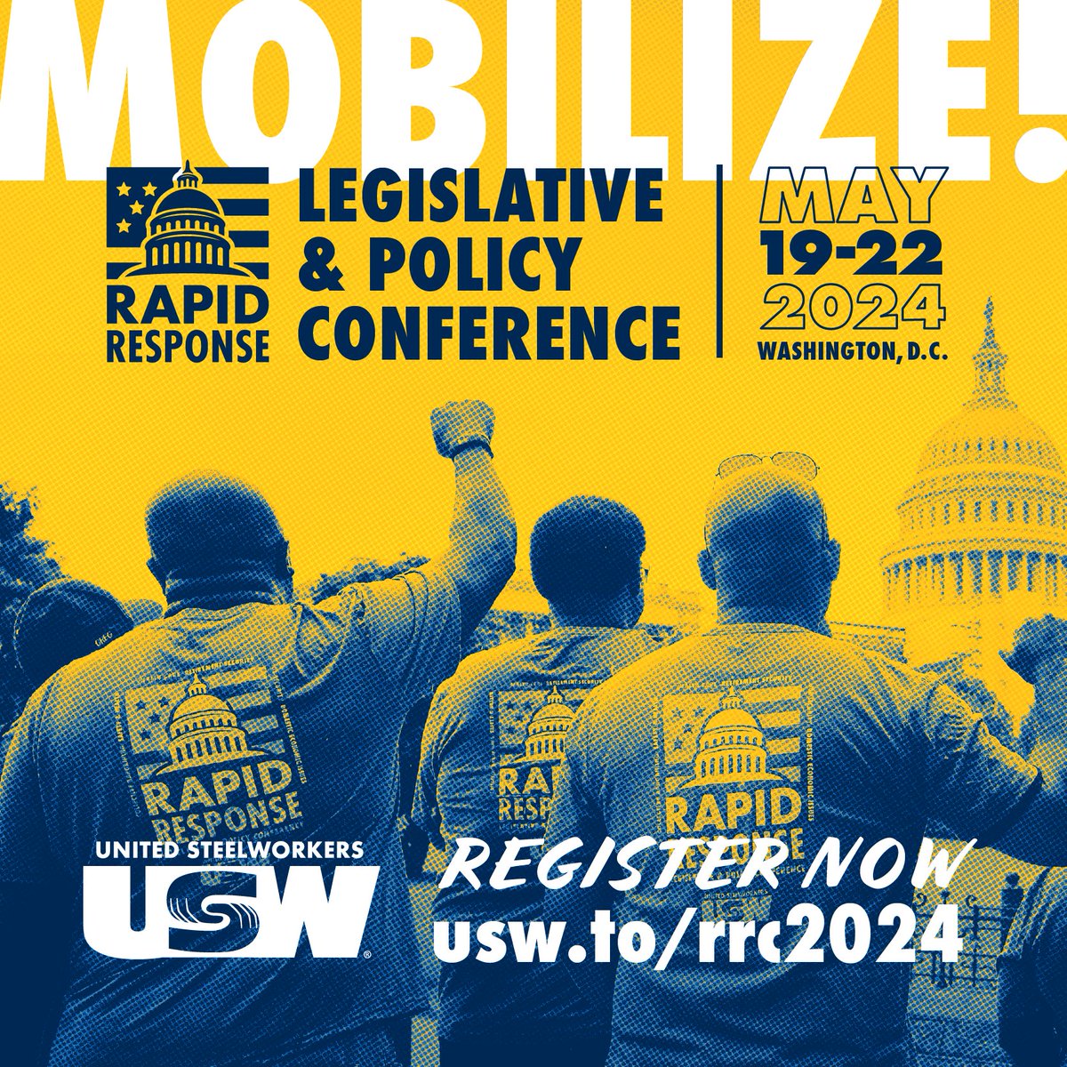 🚨 Steelworkers! We are 9 days away from the 2024 Rapid Response, Legislative & Policy Conference registration deadline on April 19! We are nearing capacity for our room block, so if you haven’t booked yet, please do ASAP! Find out more at usw.to/rrc2024. #USWRR24