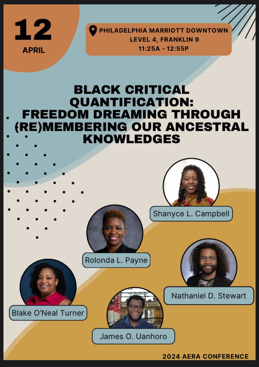 Y’all betta come teach and learn with us on Friday!✊🏾 #criticalquantification  #Blackeducation #AERA24 @ShanyceCampbell @JamesUanhoro @RadicalMathgic @PayneConsultInc