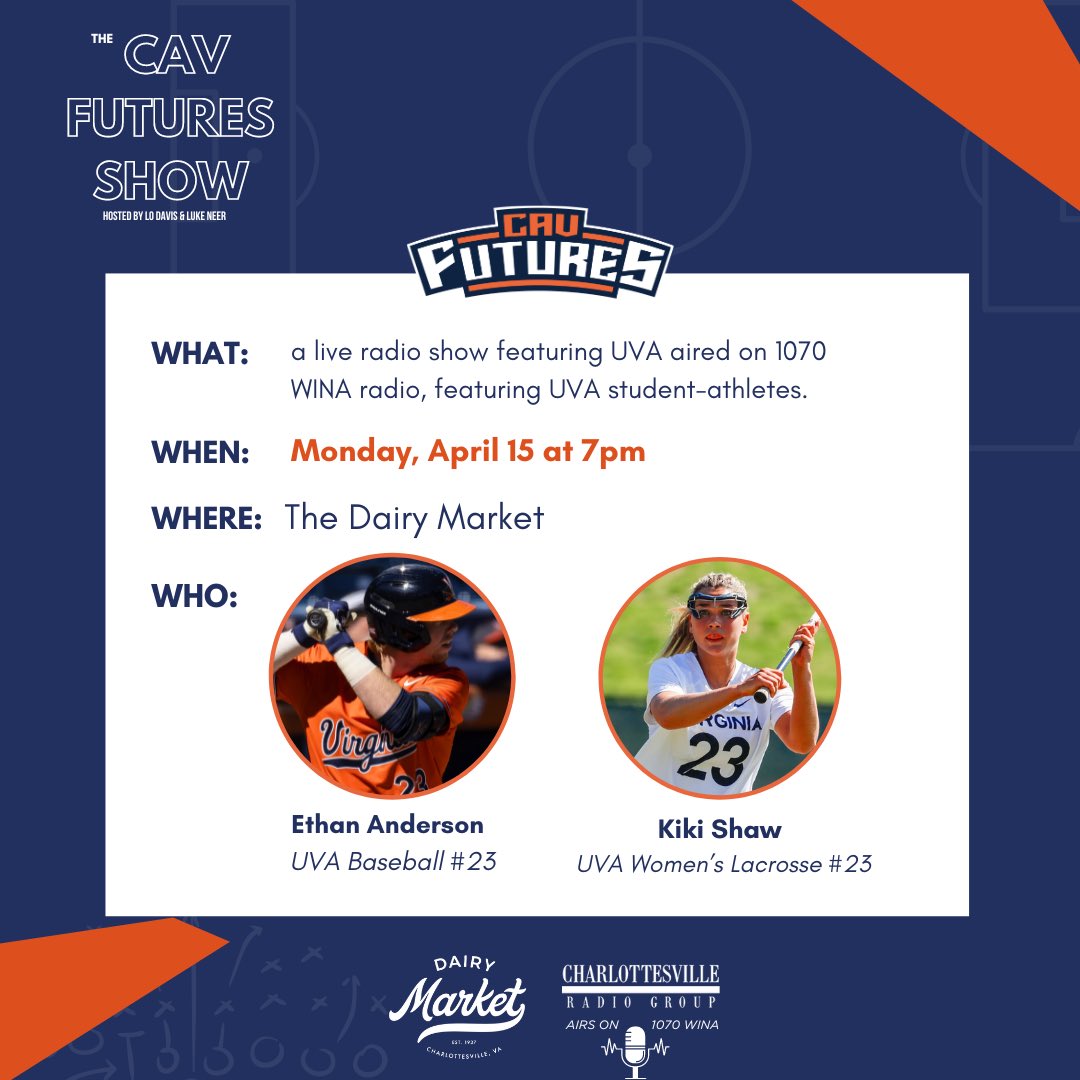 Hoos ready for another exciting week of the CavFutures Show?! 📻 See you Monday at the Dairy Market! @VirginiaSports