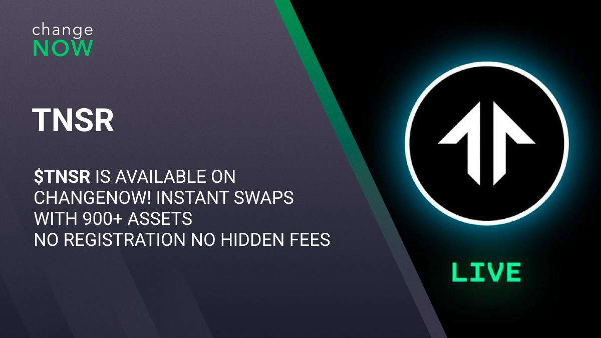 🪙$TNSR is available for swaps on ChangeNOW! ⛓️Exchange #TNSR: now-l.ink/tnsrswaps 🔥Swap @tensor_hq for over 900+ #cryptocurrencies at the best rates and with lightning speed!