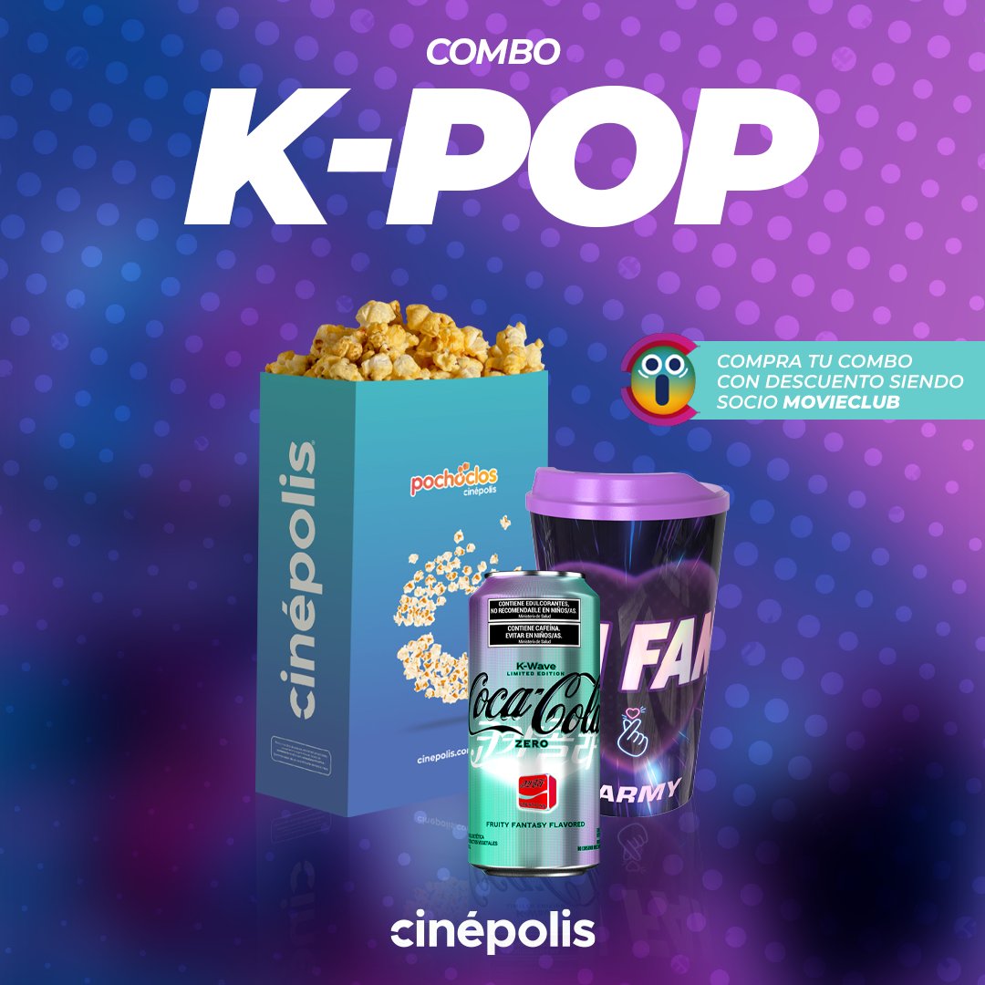 cinepolisarg's tweet photo. 🔥 LLEGÓ EL COMBO K-POP 🔥
🍿 Bolsa pop  + Vaso coleccionable #Army + #CocaColaKWave de regalo 🥤✨ Disfrutá del estreno de #D_DAY_THEMOVIE  en #Cinepolis 💜

#D_DAY_THEMOVIE_ISTODAY @CocaColaAr https://t.co/9LlhQEyYR2