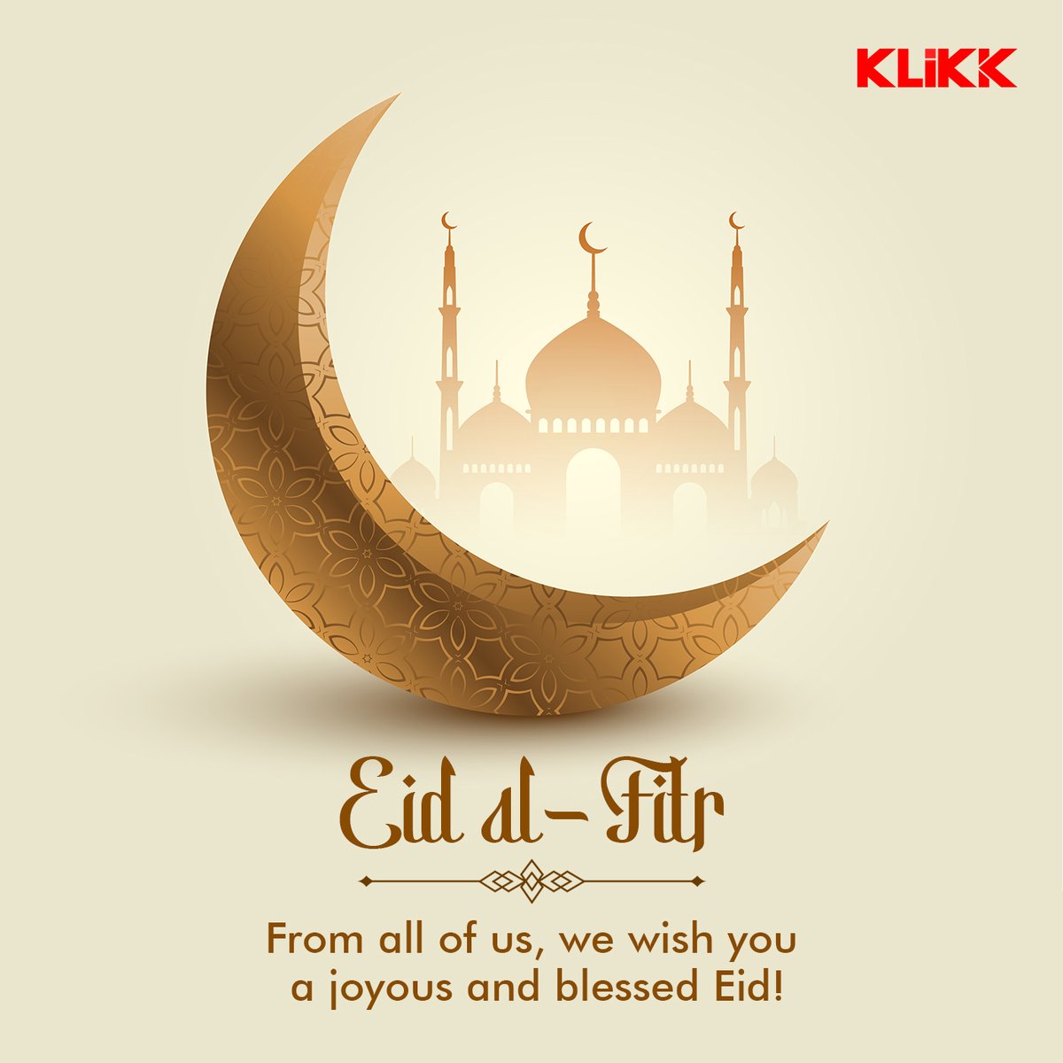May the joyous occasion of Eid al-Fitr bring blessings, peace, and prosperity to you and your loved ones. 🌙✨ Eid Mubarak ✨🌙 #Klikk #eidmubarak
