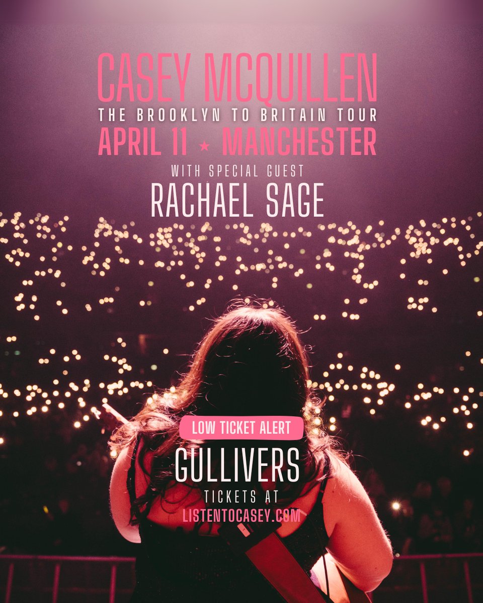 Playing tonight in Manchester supporting the legendary Lulu! Can't wait! 🩷 If you can't make it tonight and/or you'd like to see me again (!) join me in Manchester tomorrow (April 11) - I'll be opening for the wonderful Casey McQuillen at Gullivers! 🎶 rachaelsage.com/shows