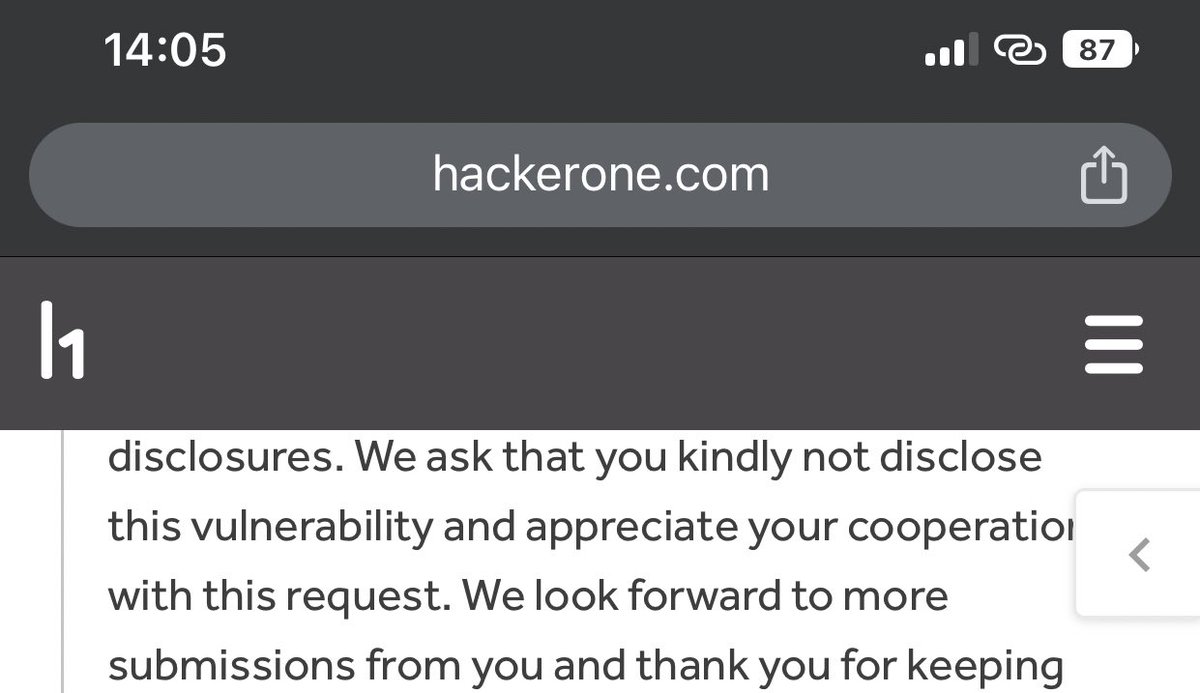 #bugbounty #hackerone

Program: This is an intended behavior not a big.
Me: Lets disclose this intended behavior to the public👀
Program: