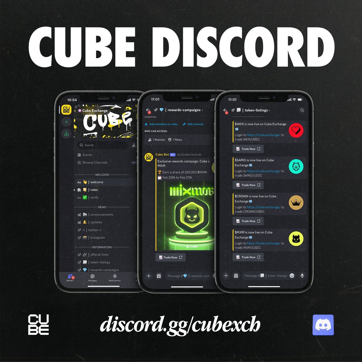 Have you joined the @cubexch Discord yet anon?👀 Be the first to know: Token Listings 💻 Reward Campaigns 💰 Product & Feature Updates 🛠️ Join below 👇 discord.gg/cubexch
