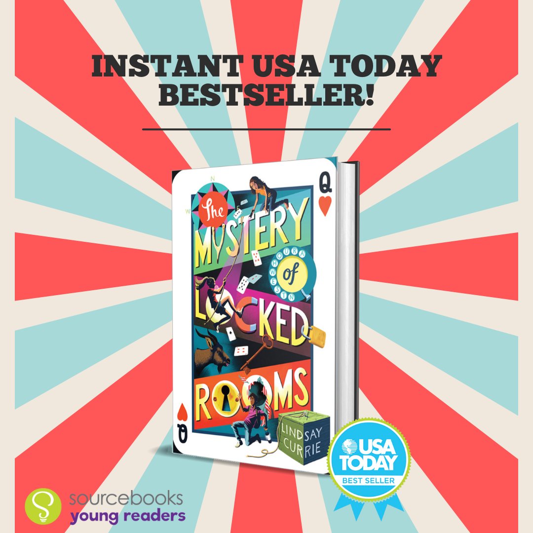 I’m pinching myself because this doesn’t seem even remotely real. Just found out that THE MYSTERY OF LOCKED ROOMS is an instant USA Today Bestseller! Thank you to my team at @SourcebooksKids, my editor @EditorALB, my agent @ShannonHassan and all my readers for making this happen!