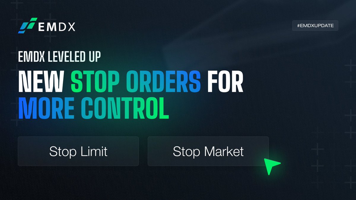 #EMDX keeps shipping! Stop Limit and Stop Market Orders available now⚡️! Now you have more control and flexibility 🤸‍♂️ to strategize and execute trades effectively 🎯 🖥️ This upgrade is a leap in DEX trading risk management! 💹 🔗app.emdx.io Come and trade like a…