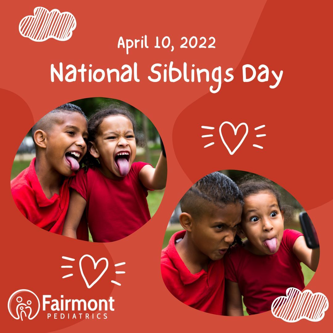 Happy Siblings' Day from all of us at Fairmont Pediatrics! 🎉 Today, we celebrate the laughs, the fights, and everything in between that makes the sibling bond so unique. Tag your sibling and share your most memorable moment together 💖 #SiblingsDay #SiblingBond
