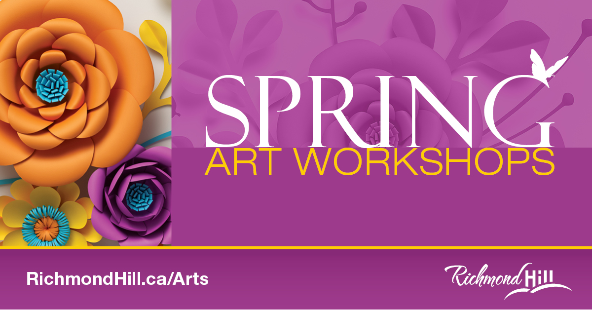 Spring-into creativity! One-day workshops in fine arts & crafts for adults are now open for registration. Try your hand at paper quilling, botanical image transfer techniques, paint-along, crepe paper flowers, acrylic pouring, and plein air. Register at RichmondHill.ca/Arts.