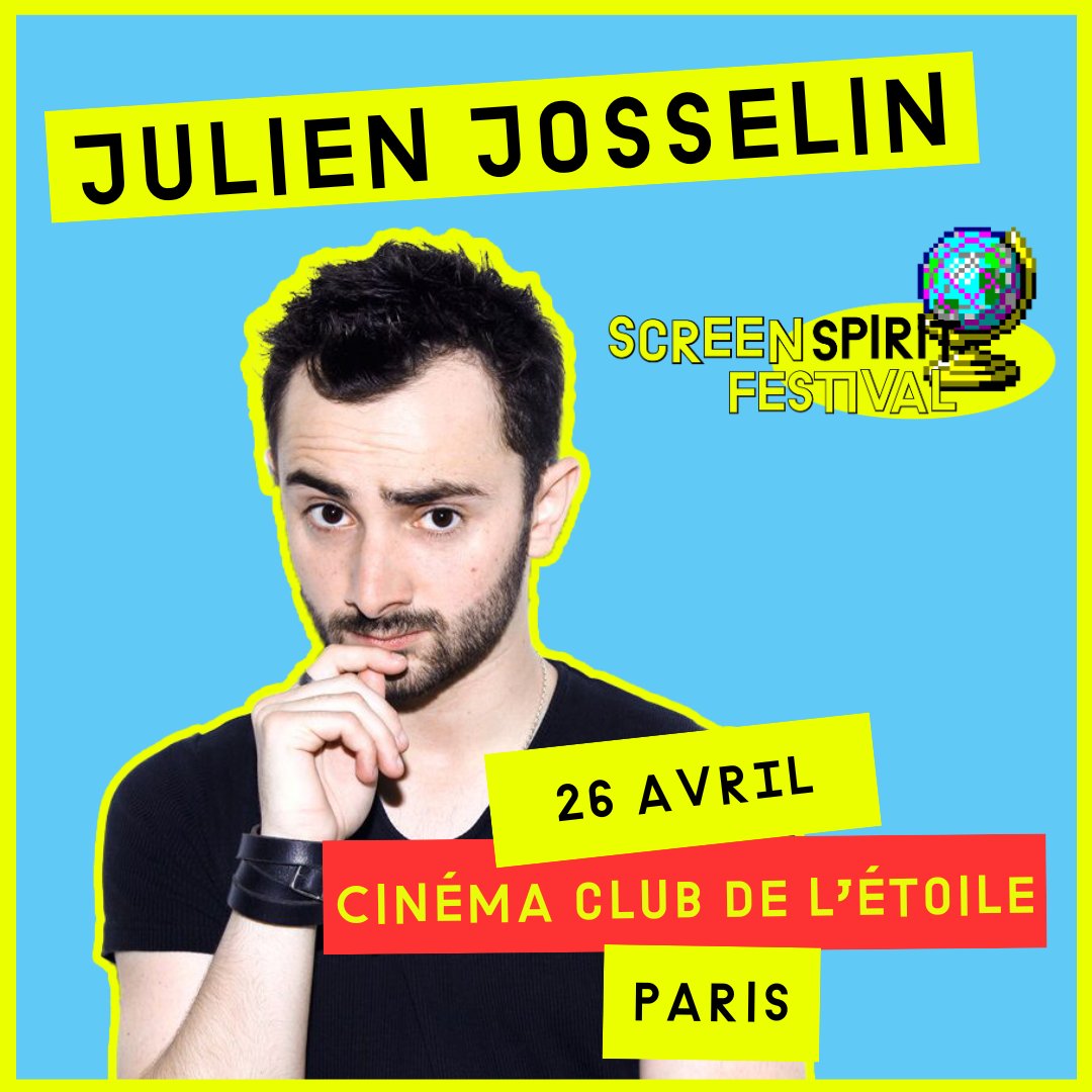 Une fois de plus, @JulienJosselin se joint à Screen Spirit pour parler cinéma 🔥 Maître de cérémonie de la cérémonie d'ouverture le jeudi 25 avril, il vous proposera également une séance film avec invités le vendredi 26 avril à 20h au @clubdeletoile à Paris !