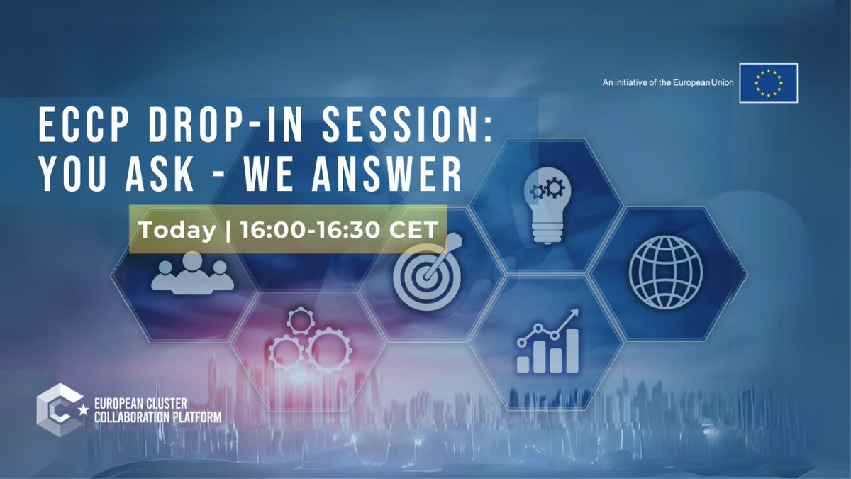 Join #ECCP Drop-In Session in less than an hour!

🗓️10 April | 16:00-16:30 CET

Join online to learn more about:
✅Profile Creation
✅Profile Updates
✅Becoming a Pro User
✅Accessing the Trend Universe
✅& any questions you have!

Register on the #ECCP👉clustercollaboration.eu/content/eccp-d…