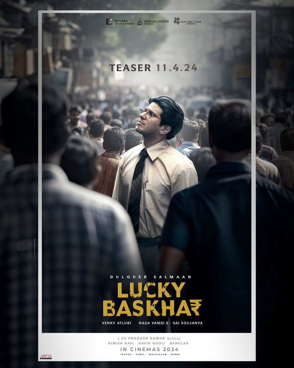 #DulquerSalmaan's #LuckyBaskhar Teaser from tomorrow💥