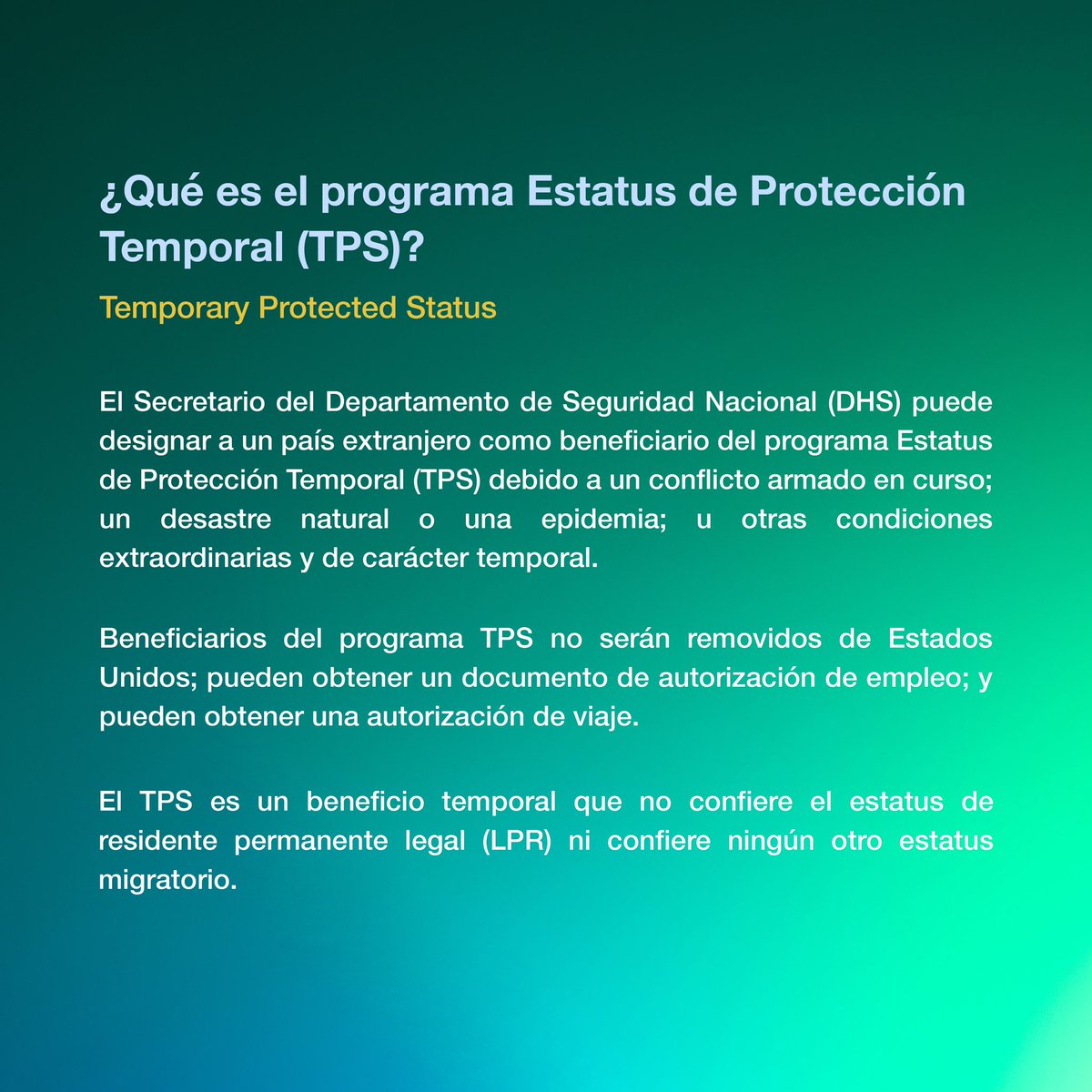 Ecuador no es parte del programa Estatus de Protección Temporal (TPS). No se deje estafar y evite pagar por falsas asesorías.