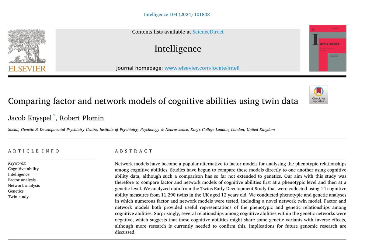 sciencedirect.com/science/articl… #intelligence #networkmodels #psychometricnetworks #genetics