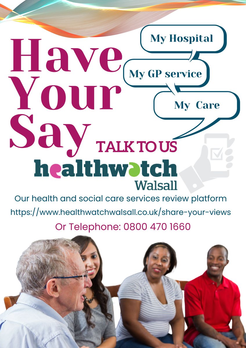 Have your say about Walsall Health and Social Care services. Link: healthwatchwalsall.co.uk/share-your-vie… #walsall #services #nhs