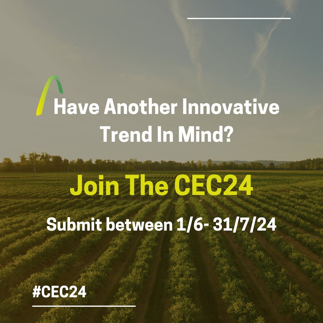 cec_competition's tweet photo. 2/2 Do you have an innovative idea that could promote sustainability in agriculture? Then submit your idea to the #CEC24 between the 1st of June and the 31st of July!
Link to read more is below!💚
https://t.co/nLFBJwyCYW https://t.co/7CVzatOymO
