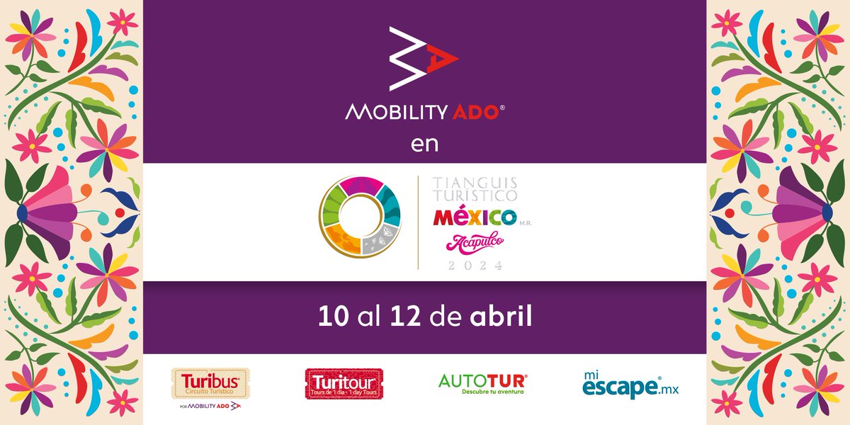 Visítanos en la edición #48 del #TianguisTurísticoMéxico2024, estaremos presentes con nuestras soluciones de movilidad para el turismo.​ ​ Más info aquí 👉🏼 tianguisturistico.com