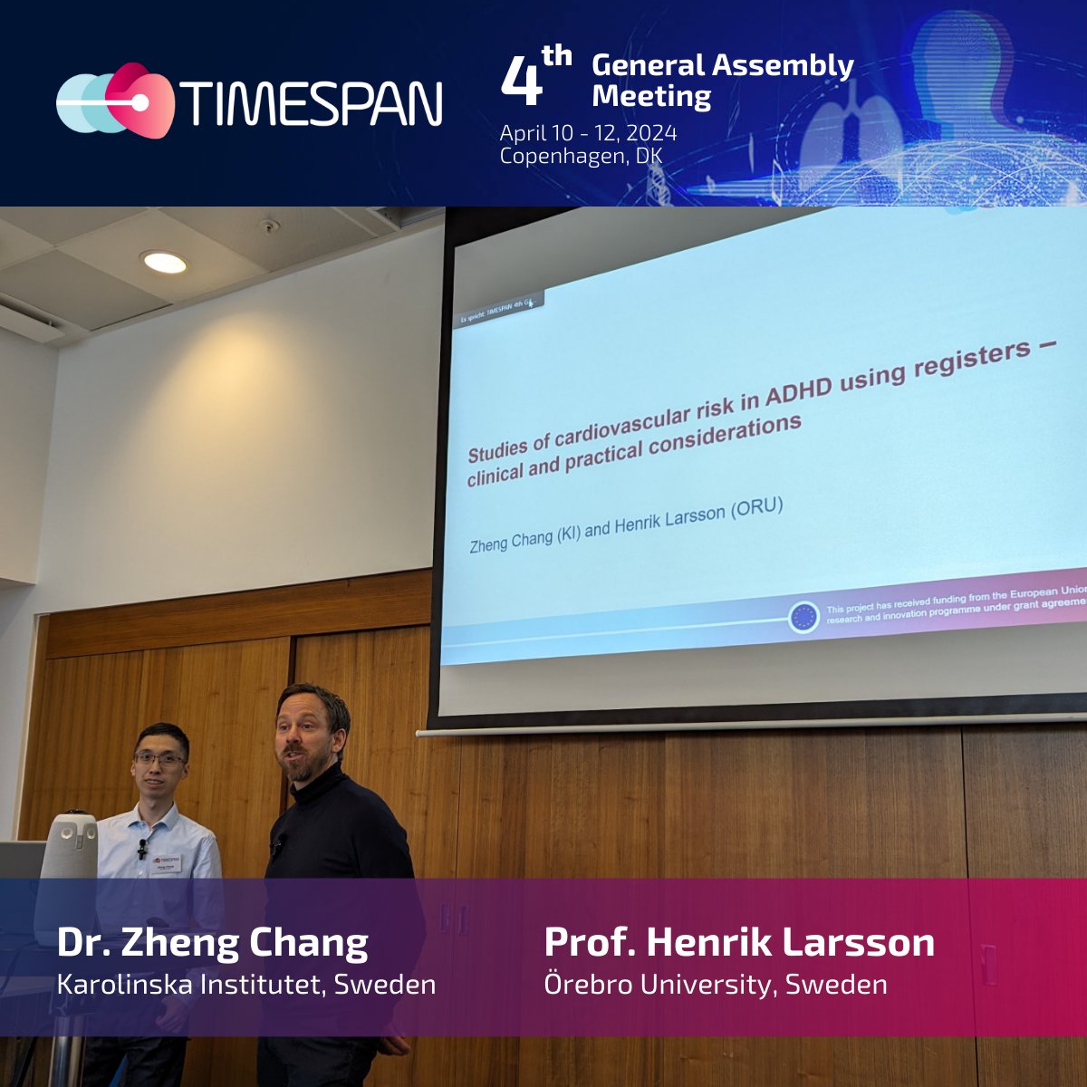 We dive into our General Assembly meeting with a #masterclass session given by TIMESPAN coordinator @LarssonPsychEpi and #ZhengChang on “Studies of cardiovascular risk in #ADHD using registers - Clinical and practical considerations” #RegistryData #Pharmacoepi