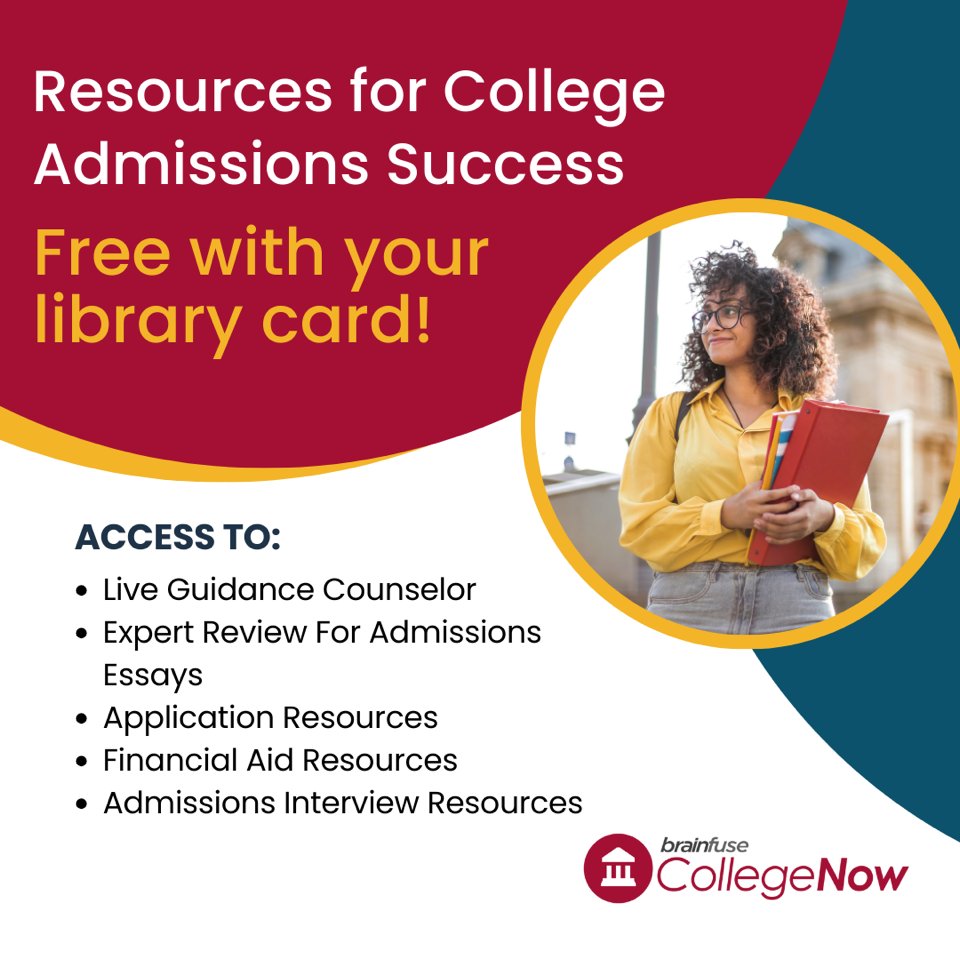 Ready to take the stress out of the college application process? With Brainfuse’s CollegeNow, you’ll have access to online guidance counselors to support you every step of the way! Get started: suffolkcn.ny.brainfuse.com #CollegeAdmissions #CollegeEssay #FAFSA #FinancialAid