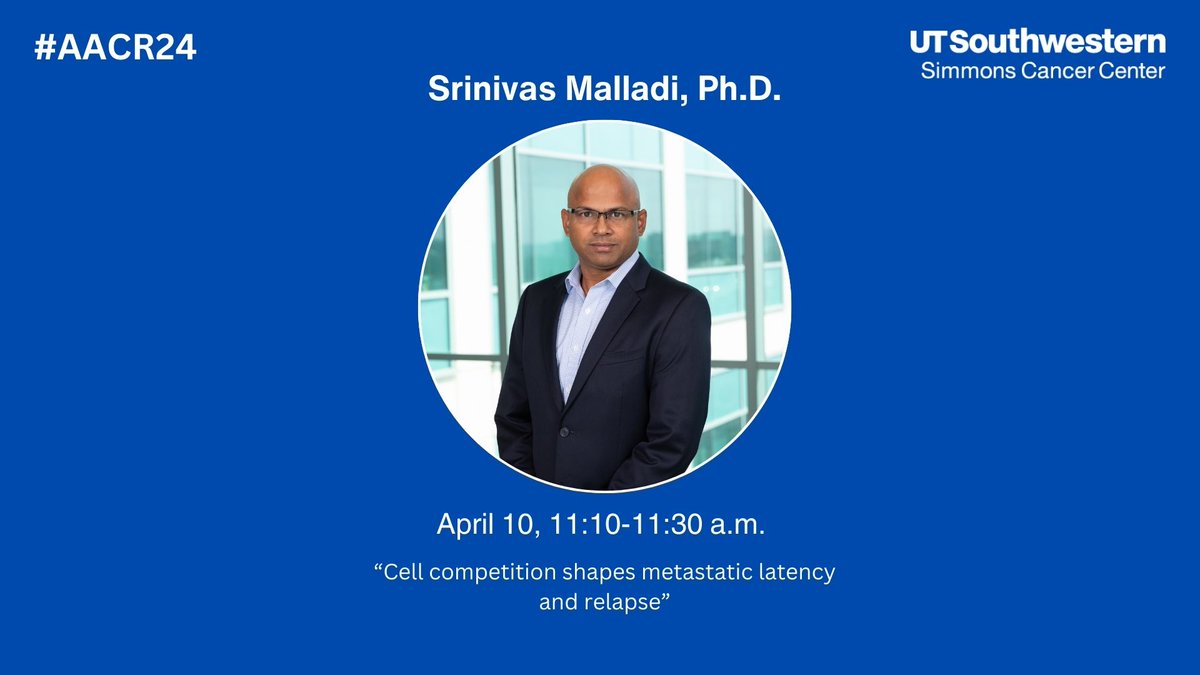 Srinivas Malladi, Ph.D., will be presenting “Cell competition shapes metastatic latency and relapse” at #AACR24 tomorrow. You won’t want to miss it! @MalladiLab