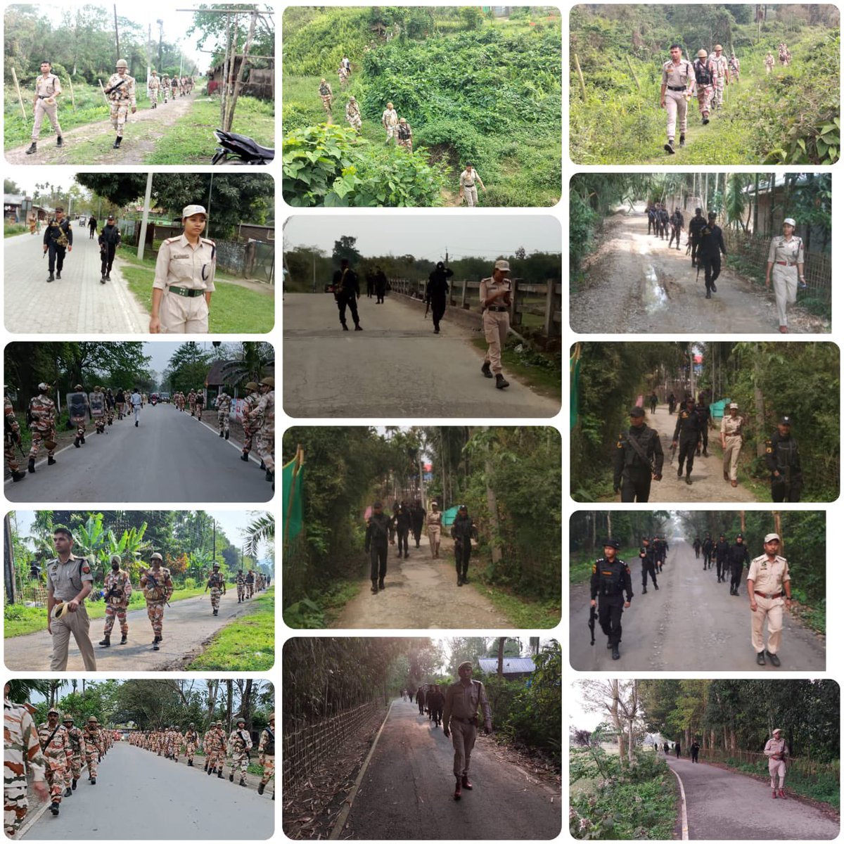 Road march / area domination conducted in remote/sensitive areas across the district as a part of confidence building measures ahead of the General Parliamentary Election-2024. #PeacefulGPE24 @assampolice @DGPAssamPolice @gpsinghips @HardiSpeaks
