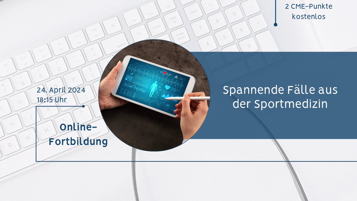 💡Wir präsentieren in unserem nächsten #Webinar #Sportkardiologie spannende Patientenfälle aus unserem Praxisalltag! 
 
🗓️Mi, den 24.04.24 (18:15 Uhr)
 
☑️Kostenfreie Anmeldung:  sport.mri.tum.de/de/fortbildung…  

Wir freuen uns auf euch! 🙂