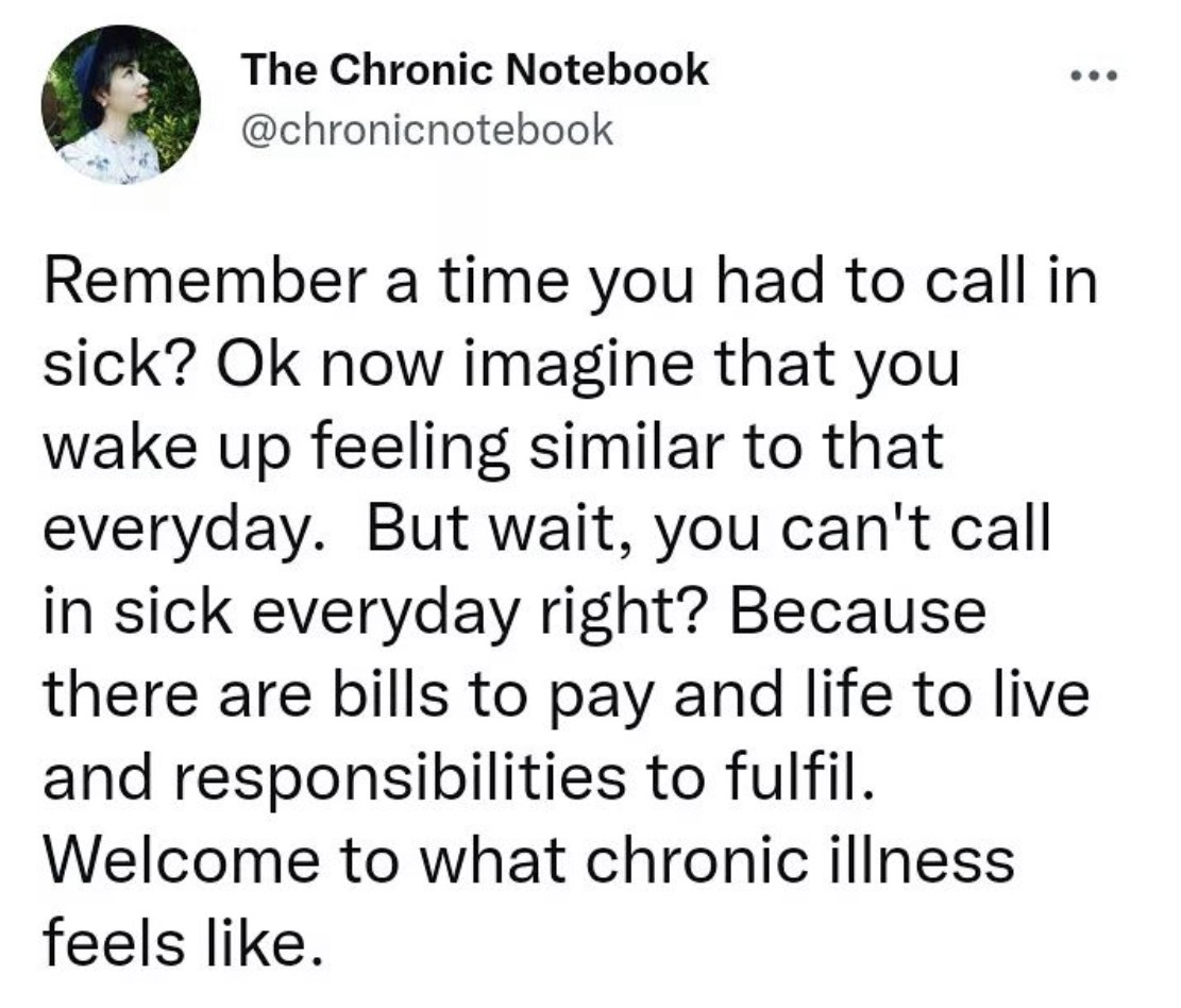 Another very accurate description. 🫤

#chronicpain #autominnunedisease #invisibleillness #lupusfighter #LupusSucks #chronicillness #LupusLife #lupuswarrior #lupus #lupustrust #lupusawareness #lupustruth #lupusfacts