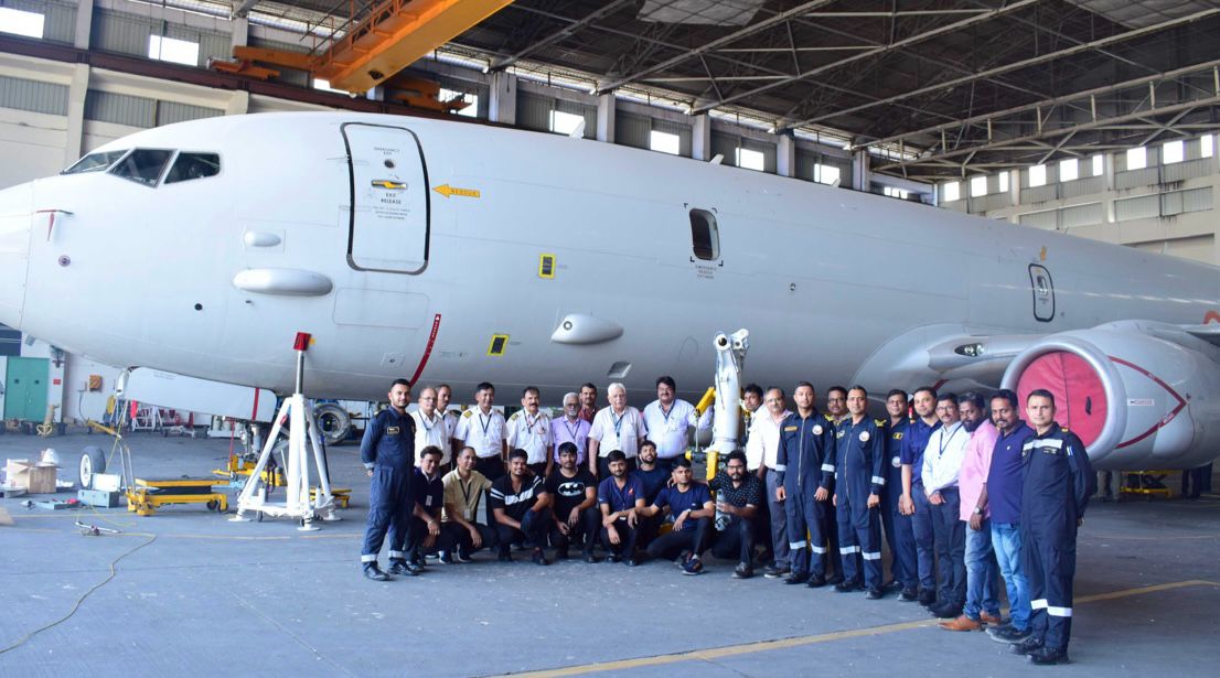 A joint team of AIESL, Mumbai, and #IndianNavy has performed the first-ever landing gear replacement on a P8I aircraft flawlessly at the INS Rajali. 📷 @IN_RAJALI