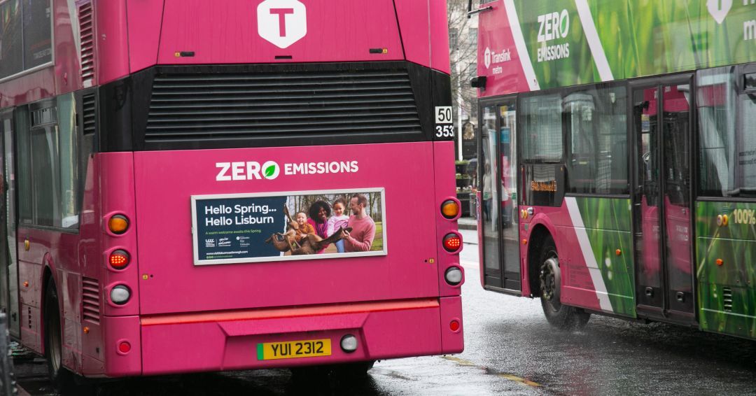 Hopping onto bus at half term! As schools broke for half term and daylight saving started, @VisitLisburn recently used #busadvertising to inspire and welcome those looking for activity inspiration this #Spring 🌸🐰 🏷️ @lisburnccc @emorton2013 #outdooradvertising #publicsector