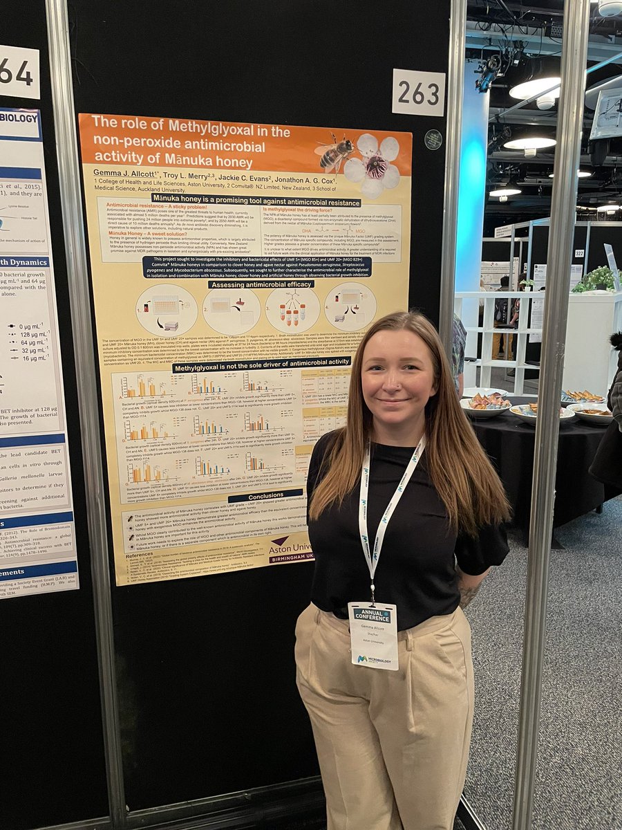 Dr Jonathan Cox (@drjonathancox) on Twitter photo Today’s poster from the group <a href="/MicrobioSoc/">Microbiology Society</a> #microsoc24 is from the super talented <a href="/Gemmaallcott/">Gemma</a> with some of her PhD work done in collaboration with <a href="/ComvitaNZ/">Comvita NZ</a> exploring the antimicrobial drivers of Manuka honey activity 🍯 🧫 <a href="/AstonUniversity/">Aston University</a> It’s pretty sweet science… Today’s poster from the group <a href="/MicrobioSoc/">Microbiology Society</a> #microsoc24 is from the super talented <a href="/Gemmaallcott/">Gemma</a> with some of her PhD work done in collaboration with <a href="/ComvitaNZ/">Comvita NZ</a> exploring the antimicrobial drivers of Manuka honey activity 🍯 🧫 <a href="/AstonUniversity/">Aston University</a> It’s pretty sweet science…