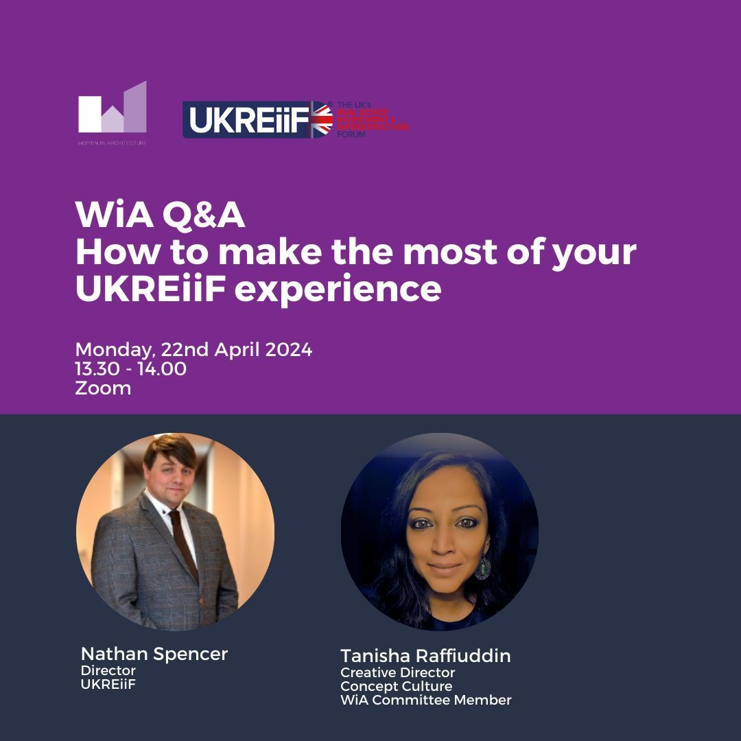 WomenInArchitecture (@womeninarch) on Twitter photo How to make the most of your #UKREiiF experience 
Join us for this Q&A session with Nathan Spencer, Director at <a href="/UKREiiF/">UKREiiF</a> , and <a href="/tanisha_rr/">Tanisha Raffiuddin</a>  , Creative Director at <a href="/_conceptculture/">Concept Culture</a> & WiA Committee member. 
📆April 22
🕜13:30 - 14:00 BST
Register here: buff.ly/3JdxA1G How to make the most of your #UKREiiF experience 
Join us for this Q&A session with Nathan Spencer, Director at <a href="/UKREiiF/">UKREiiF</a> , and <a href="/tanisha_rr/">Tanisha Raffiuddin</a>  , Creative Director at <a href="/_conceptculture/">Concept Culture</a> & WiA Committee member. 
📆April 22
🕜13:30 - 14:00 BST
Register here: buff.ly/3JdxA1G