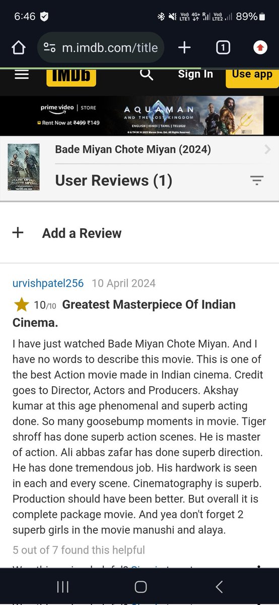 1st review on IMDB
Let's Go👊

#BadeMiyanChoteMiyan