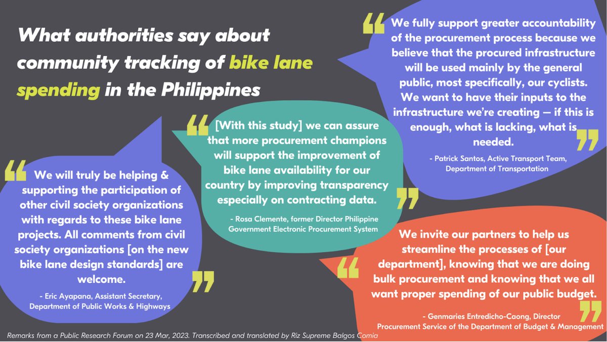 Learn about the inspiring journey towards safer & more accessible biking infrastructure in the #Philippines🇵🇭 where civic groups advocated & secured funding for better bike lanes & are now tracking the funds to ensure transparency & accountability: open-contracting.org/2024/04/02/bet…