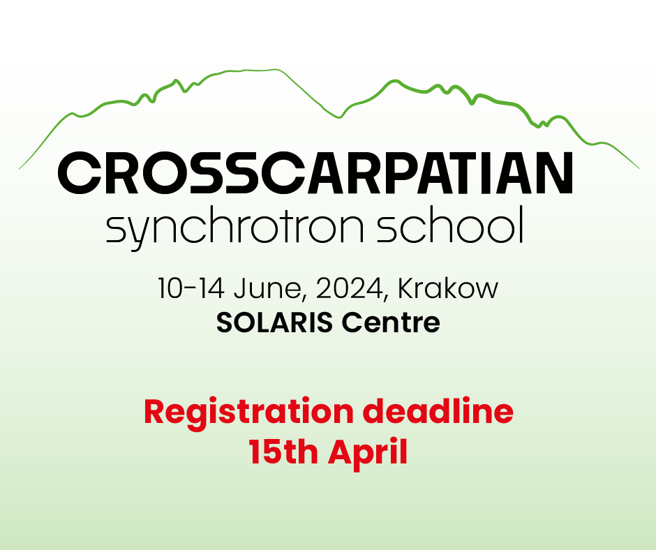 📢If you want to take part in our free of charge CROSSCARPATIAN #synchrotron school, remember that there are only 5 days left to register‼️ ➡️indico.solaris.edu.pl/event/11/