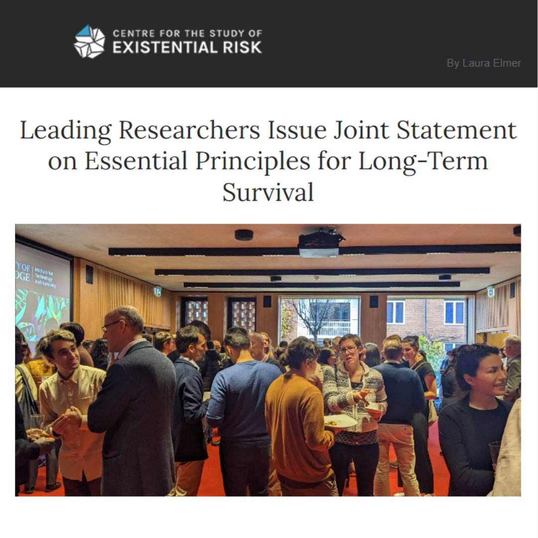 In our newsletter this month:
*Researchers issue a joint statement on essential principles for long-term survival
*The Monist special issue on existential risk 
*Experiencing Complex Systems: An evening with Georgina Voss: 23rd April 
*and more!

⬇️
mailchi.mp/cam/cser-newsl…