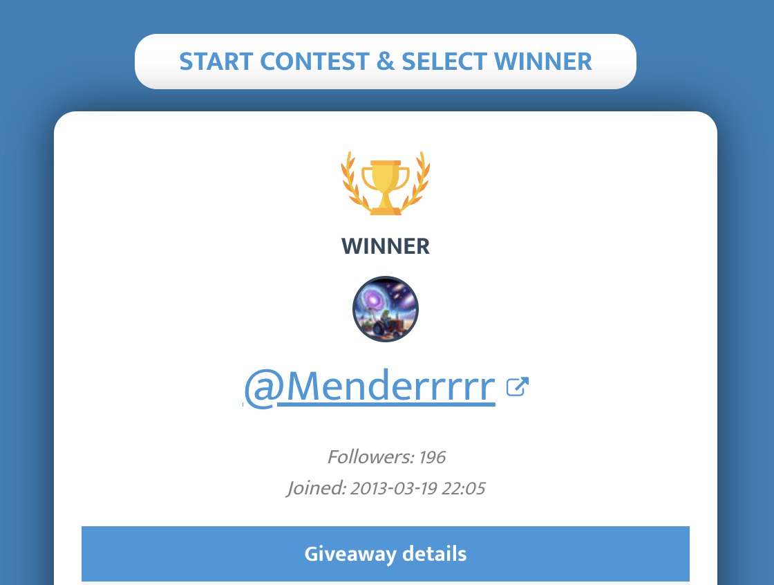 The first winner of our giveaway was <a href="/Menderrrrr/">menderrrrr 👨‍🚀</a> 🥳 

Today we are announcing the 2nd winner, don't miss your chance, follow the instructions below 👇