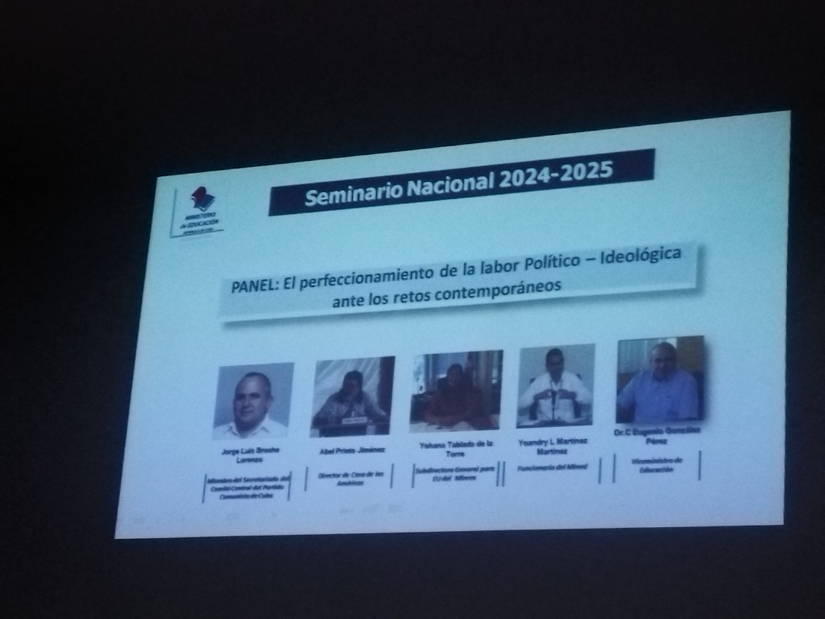 Presidido por @JLBrocheLorenzo sesiona Panel sobre perfeccionamiento de la labor Política Ideológica ante los retos contemporáneos en el seminario de Preparación del curso escolar 2024-2025. #GenteQueSuma