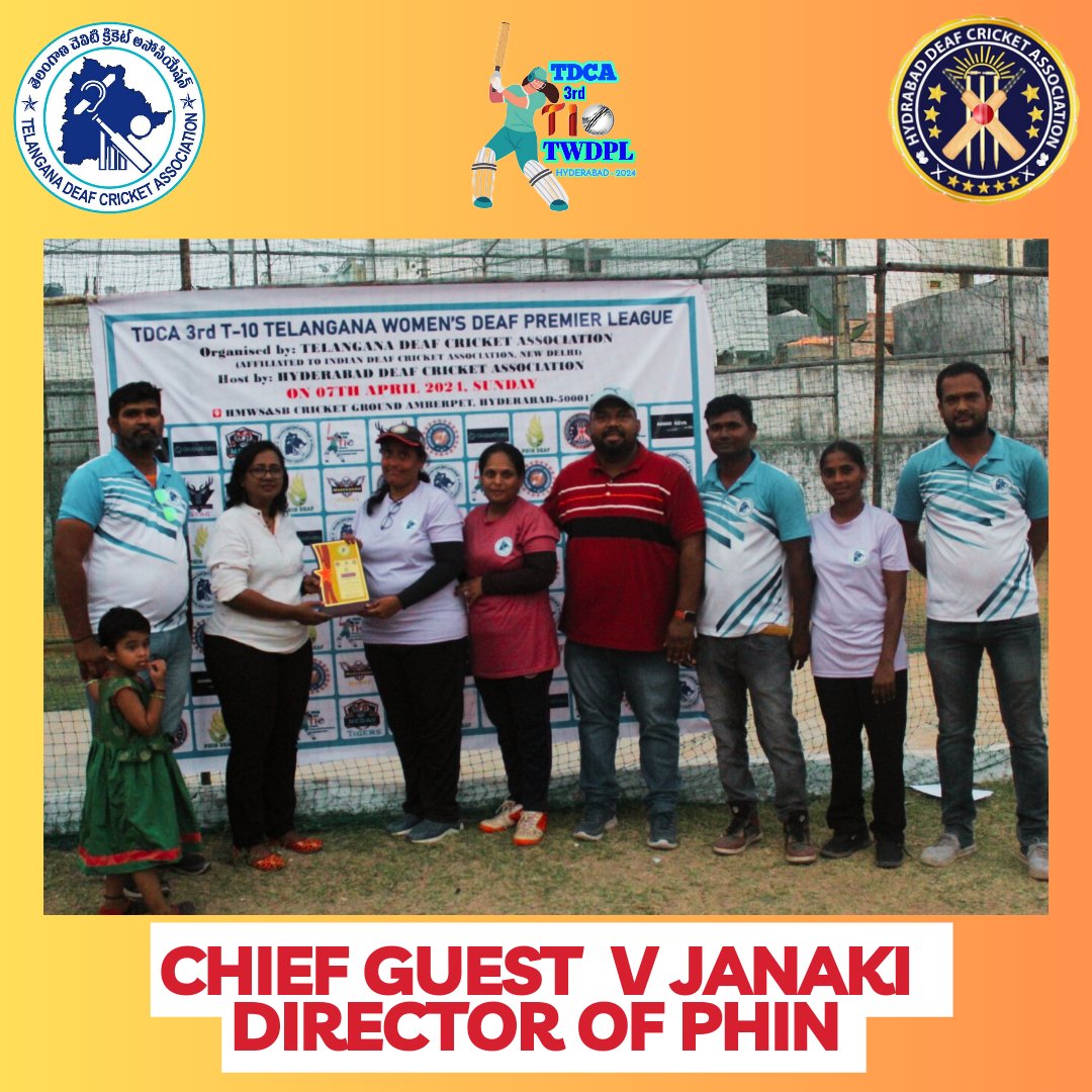 DeafTelangana's tweet photo. TDCA 3RD T10 TELANGANA WOMEN'S DEAF PREMIER LEAGUE on 7-4-2024.

Chief Guest of V.Janaki Director of PHIN. https://t.co/qLAqzMWboB