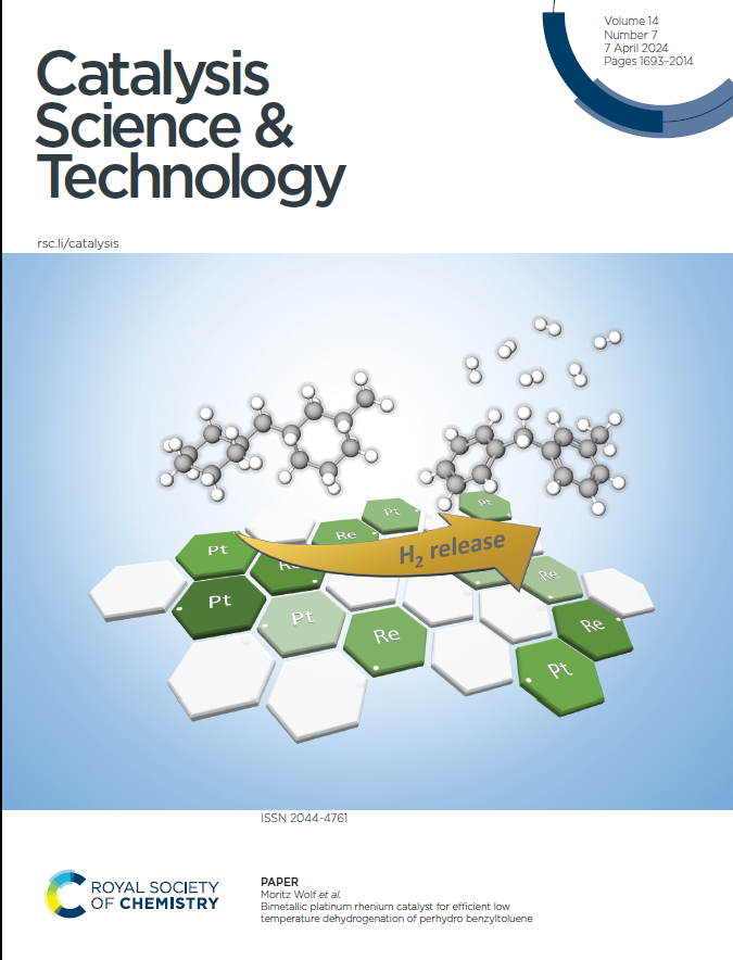 Our @hiern_de @KITKarlsruhe paper on Pt-Re/Al2O3 catalysts for dehydrogenation of H12-BT as LOHC has been published in @CatalysisSciTec alongside an inside cover! Thanks to @RoySocChem and our collaborators @GrunwaldtJD @GrunwaldtLab @BBS_Chem @fz_juelich doi.org/10.1039/D3CY01…