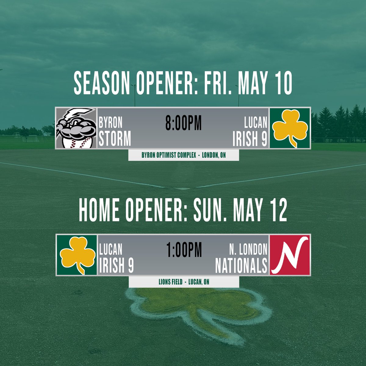 Let the countdown begin! We are 1 month away from baseball! ☘️⚾️ Irish kick off the season May 10 in Byron, before our Home Opener on May 12! Full schedule to come shortly!