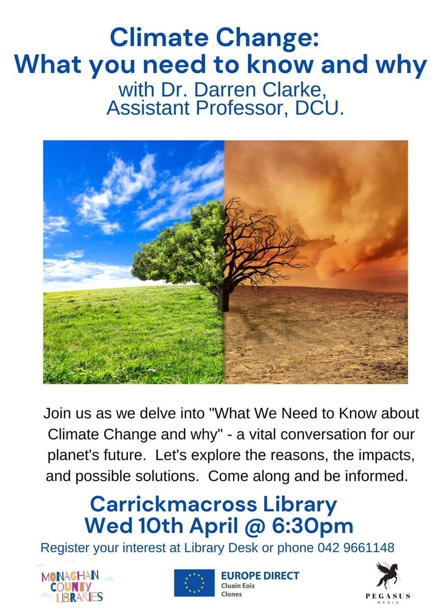 🌎 Climate Change: What you need to know and why. 
Whether you're already passionate about Climate action or just starting to learn, this event is for you!
🗓️ Wed 10th April @ 6:30pm
:Carrickmacross Library
🎟 Admission free.  Register your interest at 0429661148

<a href="/followers/">はうはう</a>