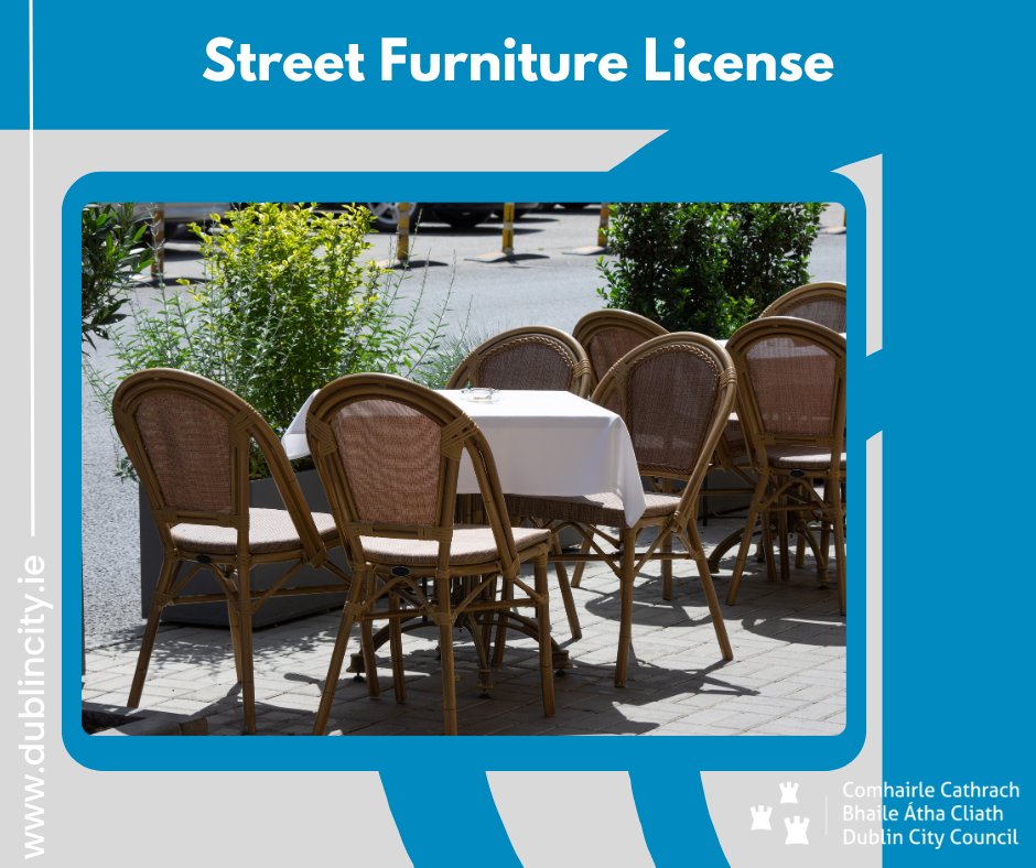 If you own a café, restaurant, hotel or bar, you can apply to Dublin City Council to put tables and chairs on the footpath outside. bit.ly/3ef5uXy #Dublin #StreetFurniture