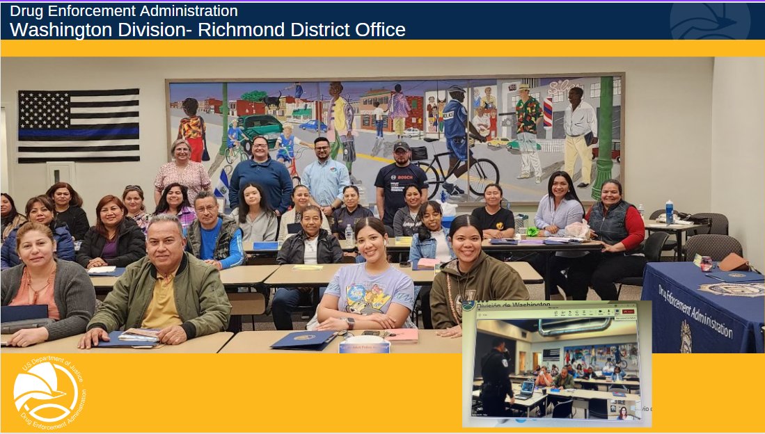 Big cheer to this group of #RVA residents for going above and beyond by taking time to participate in the @va_dept #Hispanic Citizens Academy.  Our Diversion team talked about prescription drugs, the #opioid crisis, #fentantyl and #OnePillcanKill. #DEADiversion