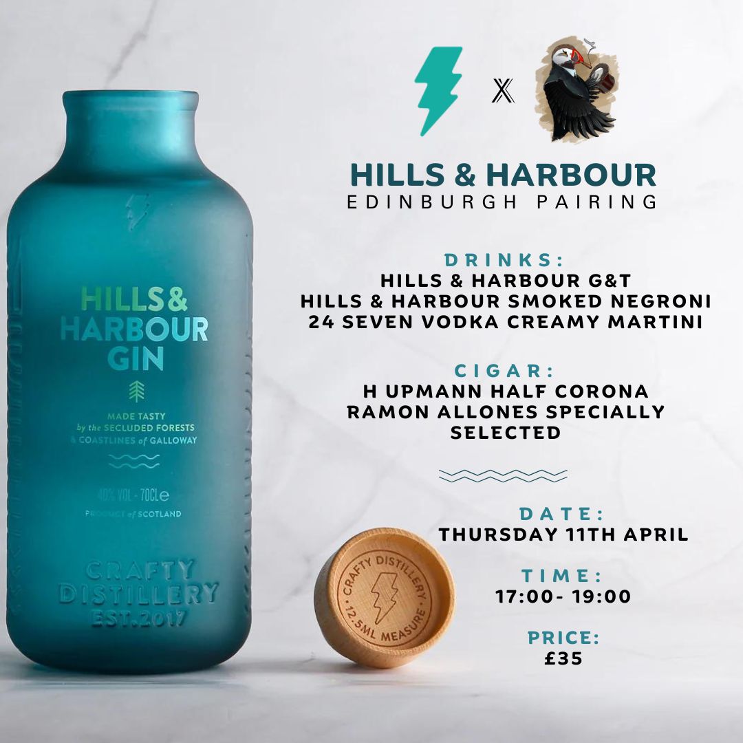 Join us in Edinburgh tomorrow for a pairing with Hills &amp; Harbour from Crafty Distillery!

buff.ly/49ExsTK