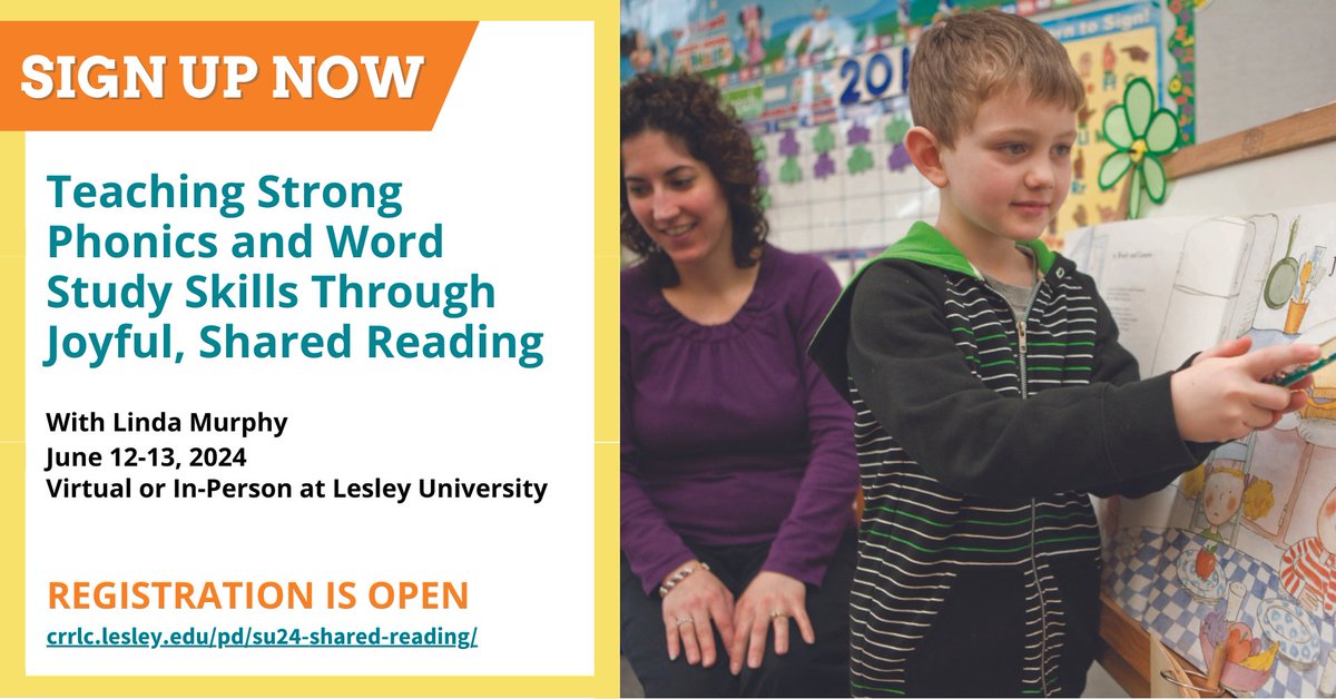 Learn to how to teach explicit, systematic phonemic awareness, phonics skills and word study skills in shared reading. Register Now: CRRLC.LESLEY.EDU/SU24-SHARED-RE… #teachingkids #educationmatters #literacymatters