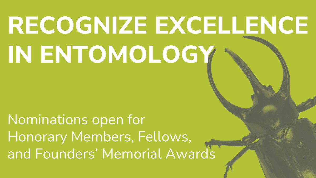 One week left to nominate someone for an ESA Premier Award! Nominate someone who has made a profound impact on entomology for Honorary Membership, ESA Fellowship, or the ESA Founders' Memorial Award. Submissions are due April 17! Learn more and nominate: entsoc.org/awards/premier…